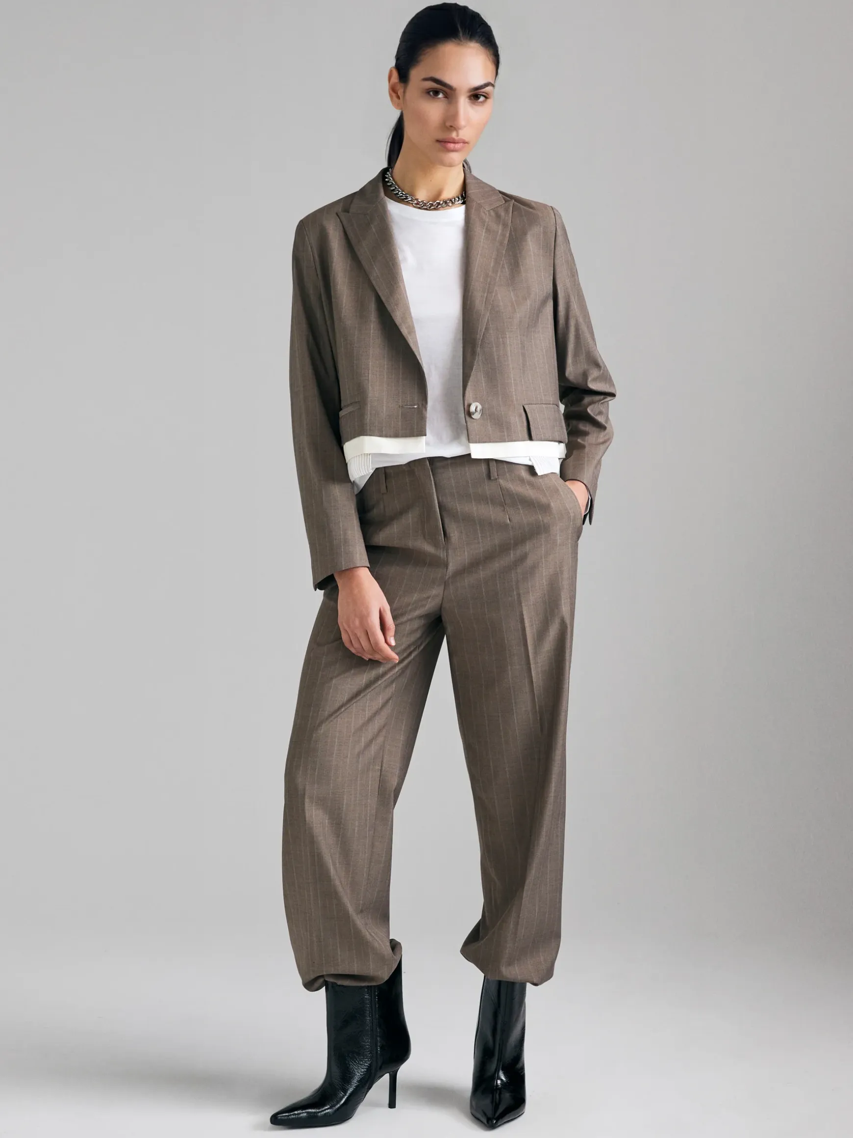 Blazer cropped a righe