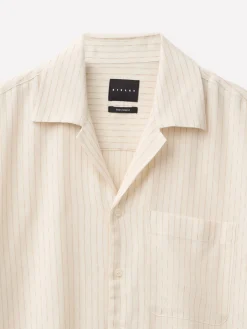 Camicia a righe in misto lino