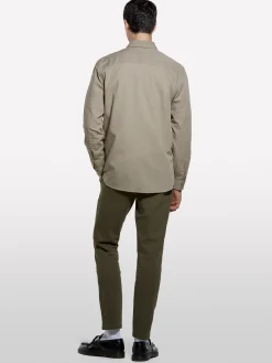 Camicia beige in cotone operato