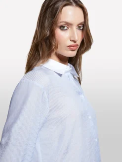 Camicia comfort fit azzurra a righe