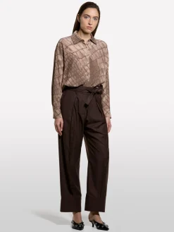 Camicia fantasia stampata beige
