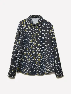 Camicia nera in satin stampato