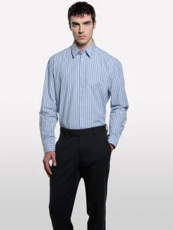 Camicia tinto filo blu