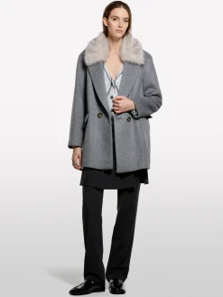 Cappotto midi con collo a contrasto