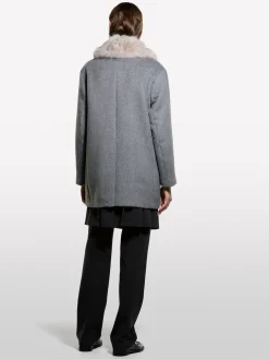 Cappotto midi con collo a contrasto
