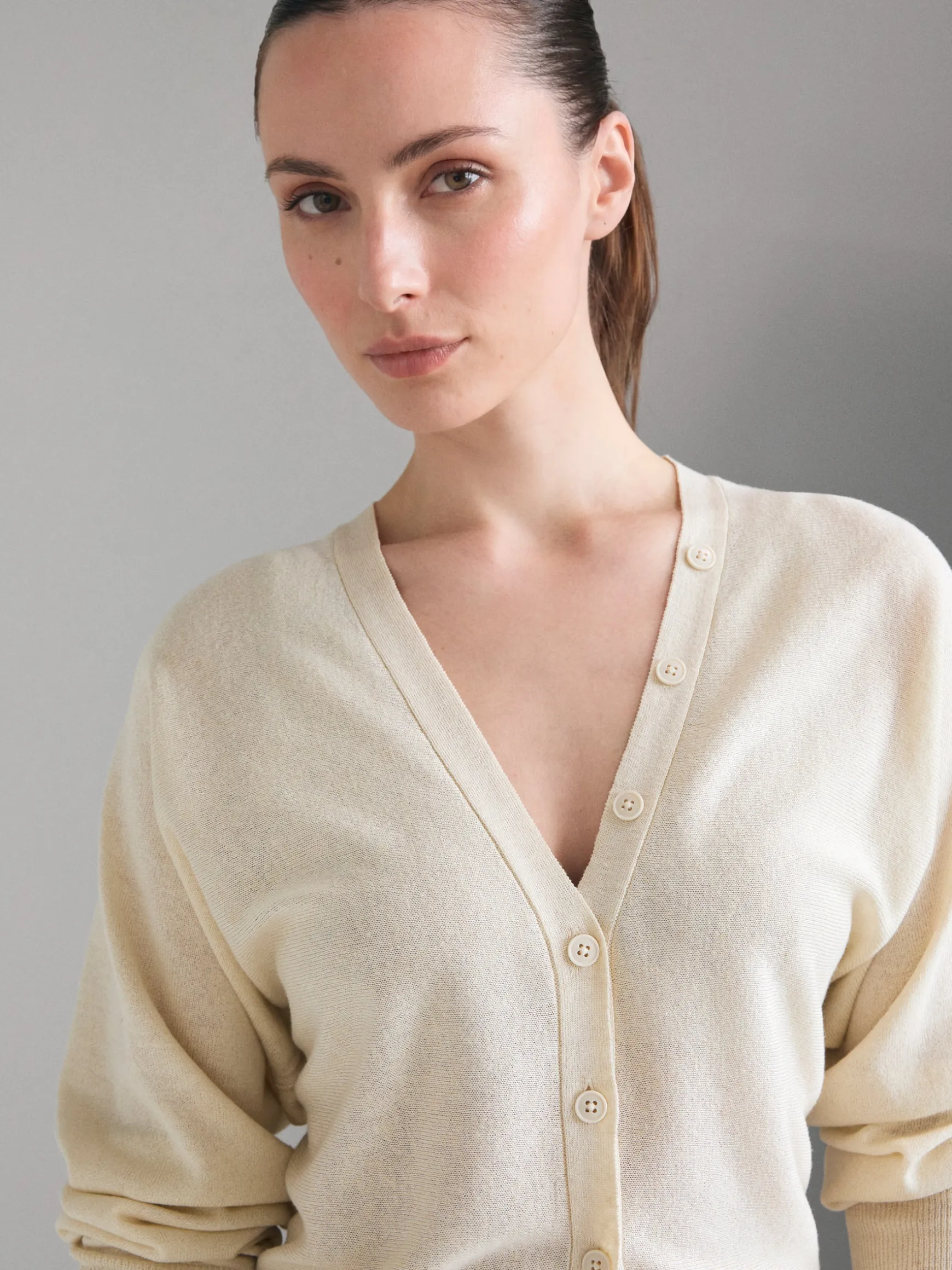Cardigan in misto lino