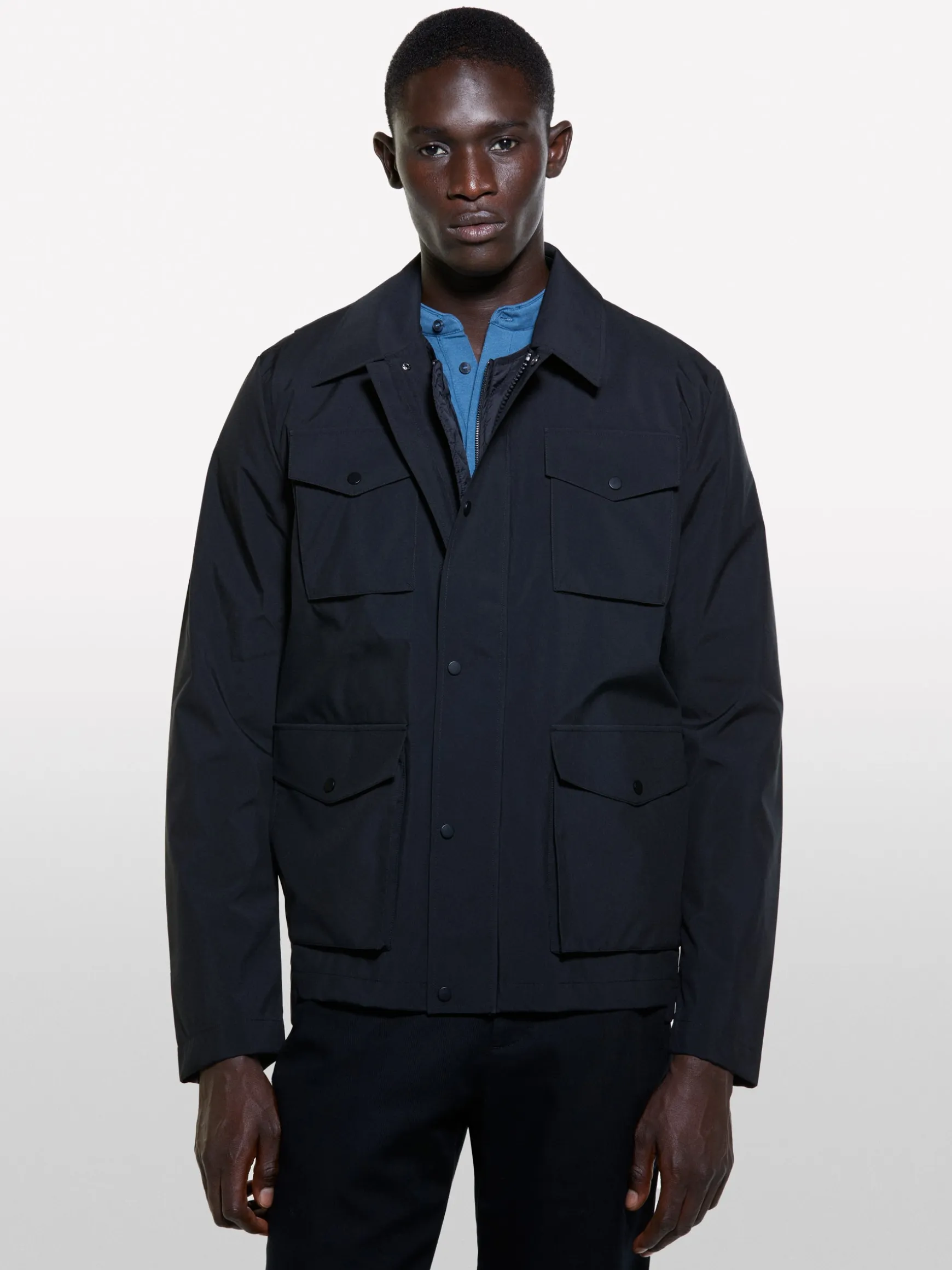 Giaccone nero con gilet imbottito