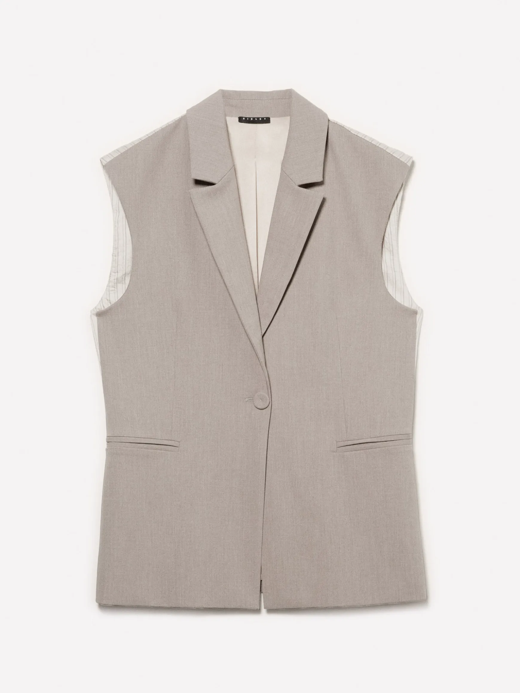 Gilet beige con contrasto rigato