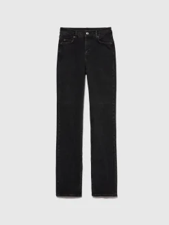 Jeans a vita alta con spacchi