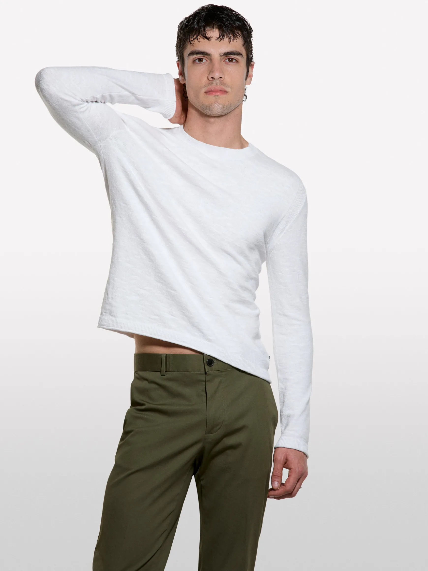 Maglia regular fit bianca con girocollo