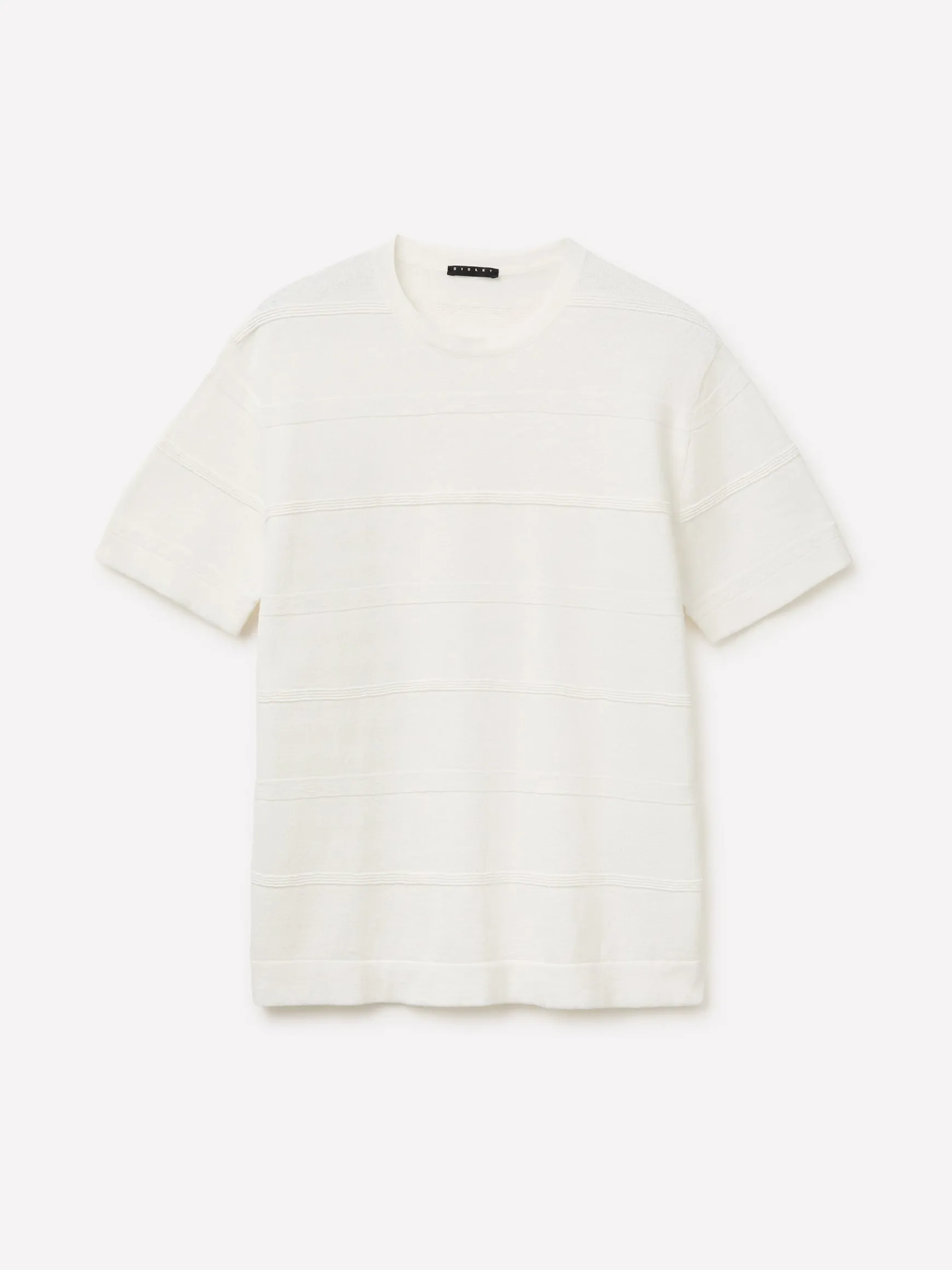 Maglia rigata in misto lino