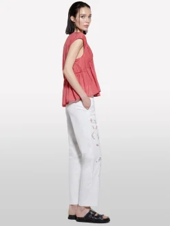 Pantaloni bianchi con ricami