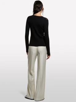 Pantaloni bianco panna a righe