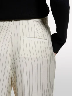 Pantaloni bianco panna a righe