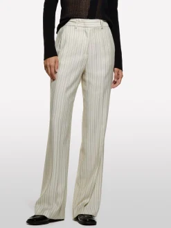 Pantaloni bianco panna a righe