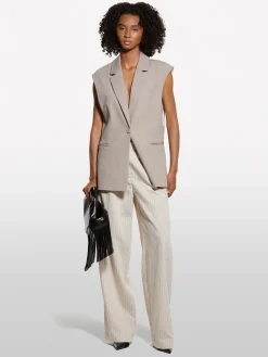 Pantaloni bianco panna rigati