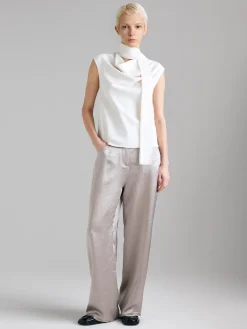 Pantaloni in raso effetto stropicciato