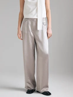 Pantaloni in raso effetto stropicciato