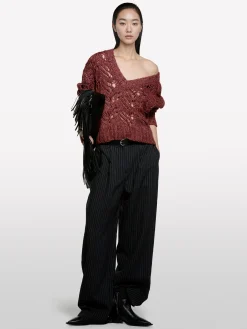 Pantaloni neri rigati