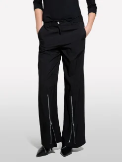 Pantaloni palazzo neri con cerniera