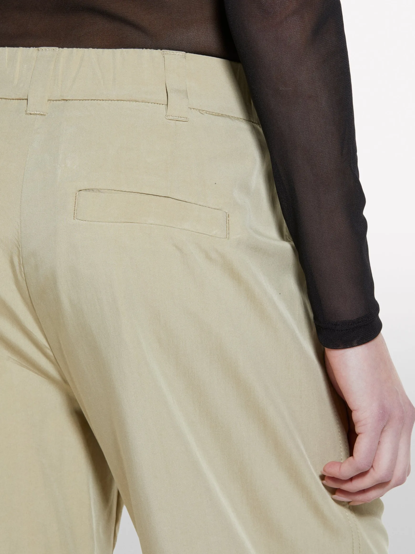 Pantaloni palazzo verde militare con cerniera