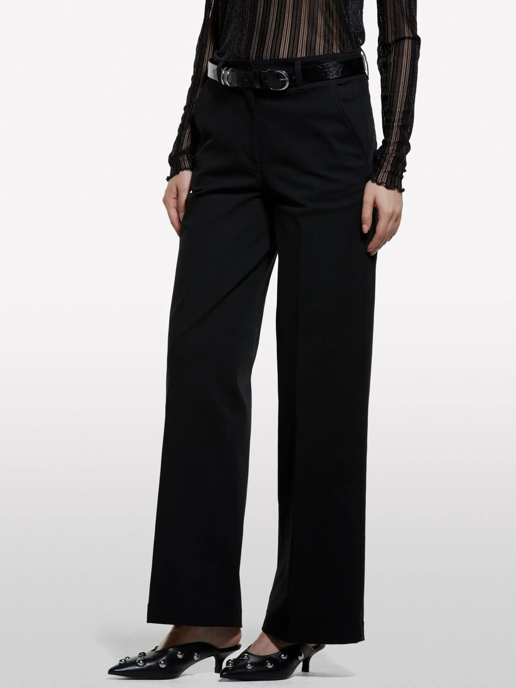 Pantaloni wide fit neri