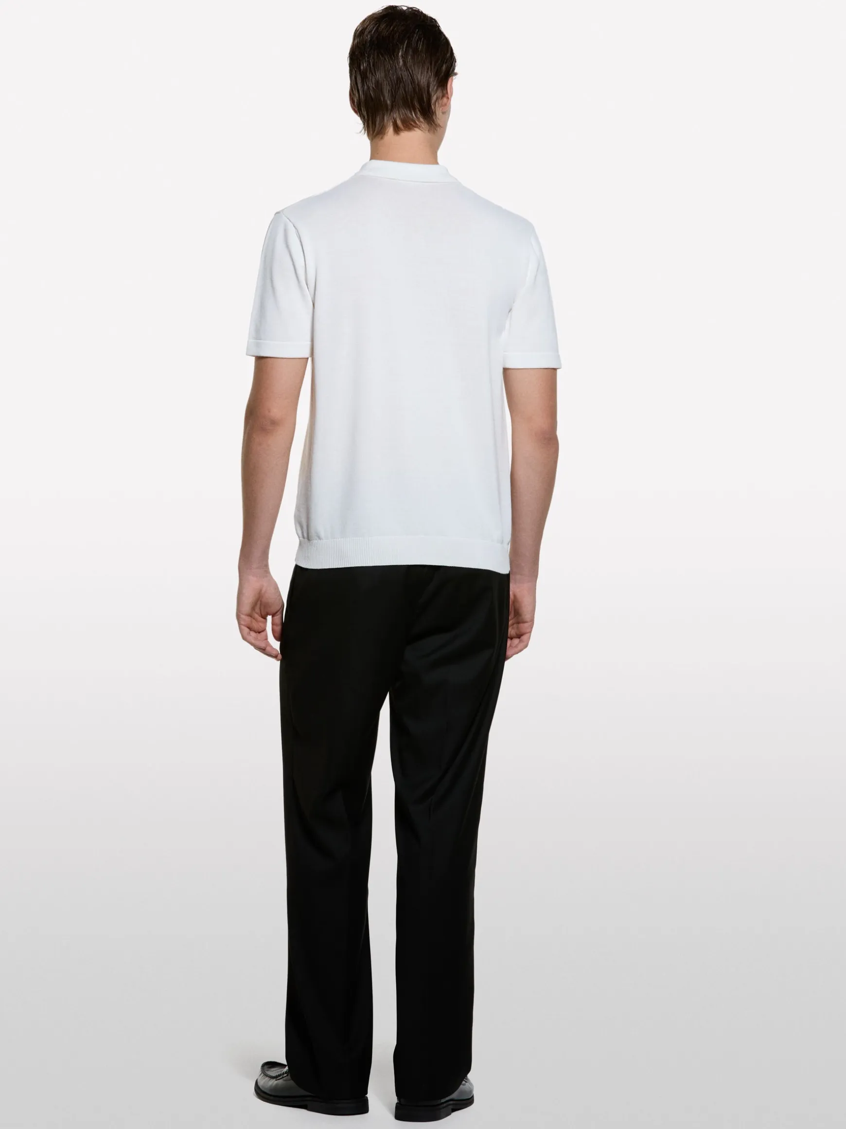 Polo in maglia bianco panna