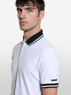 Polo slim fit bianca con contrasto