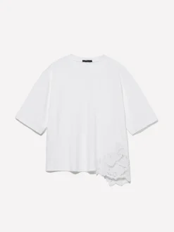 T-shirt bianca con ricamo asimmetrico