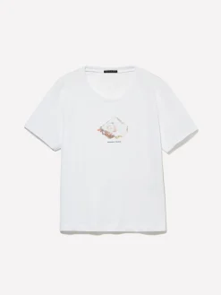 T-shirt bianca con stampa conchiglia