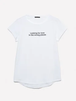 T-shirt bianca con stampa lettering