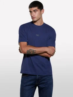 T-shirt blu scuro con stampa