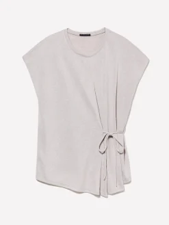 T-shirt grigia con laccetti
