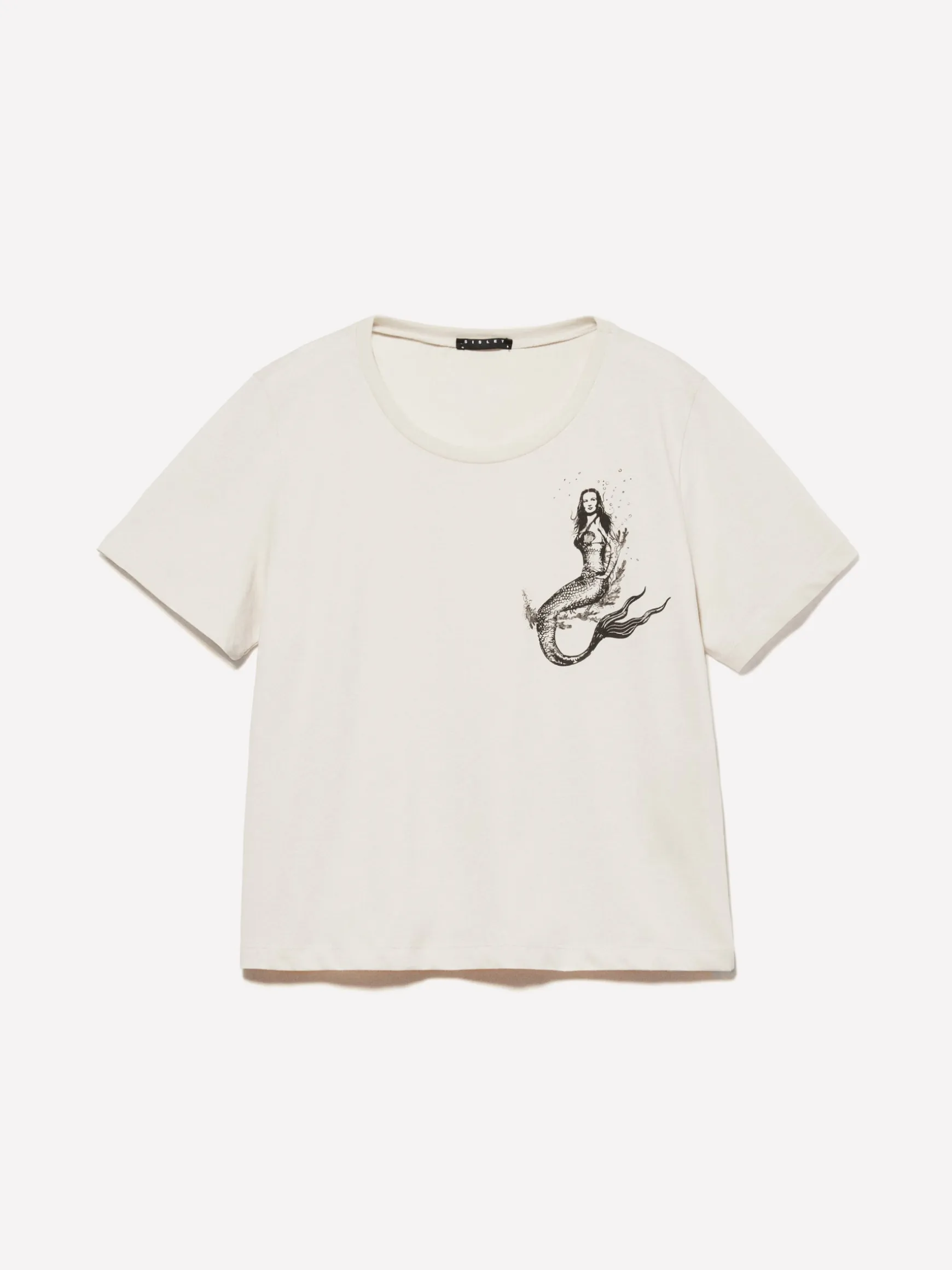 T-shirt sabbia con stampa sirena