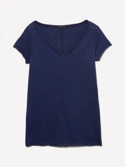 T-shirt scollo a V blu scuro