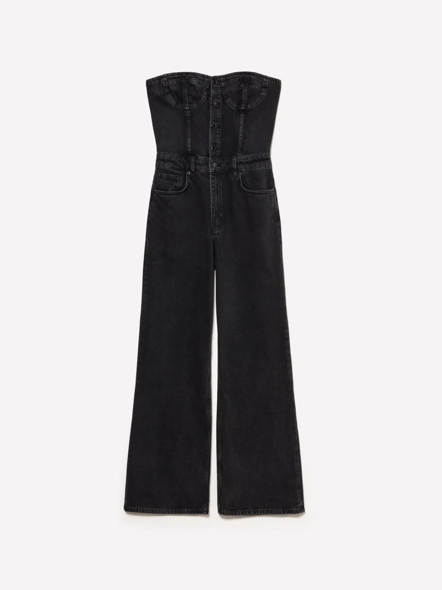 Tuta bustier di jeans nera